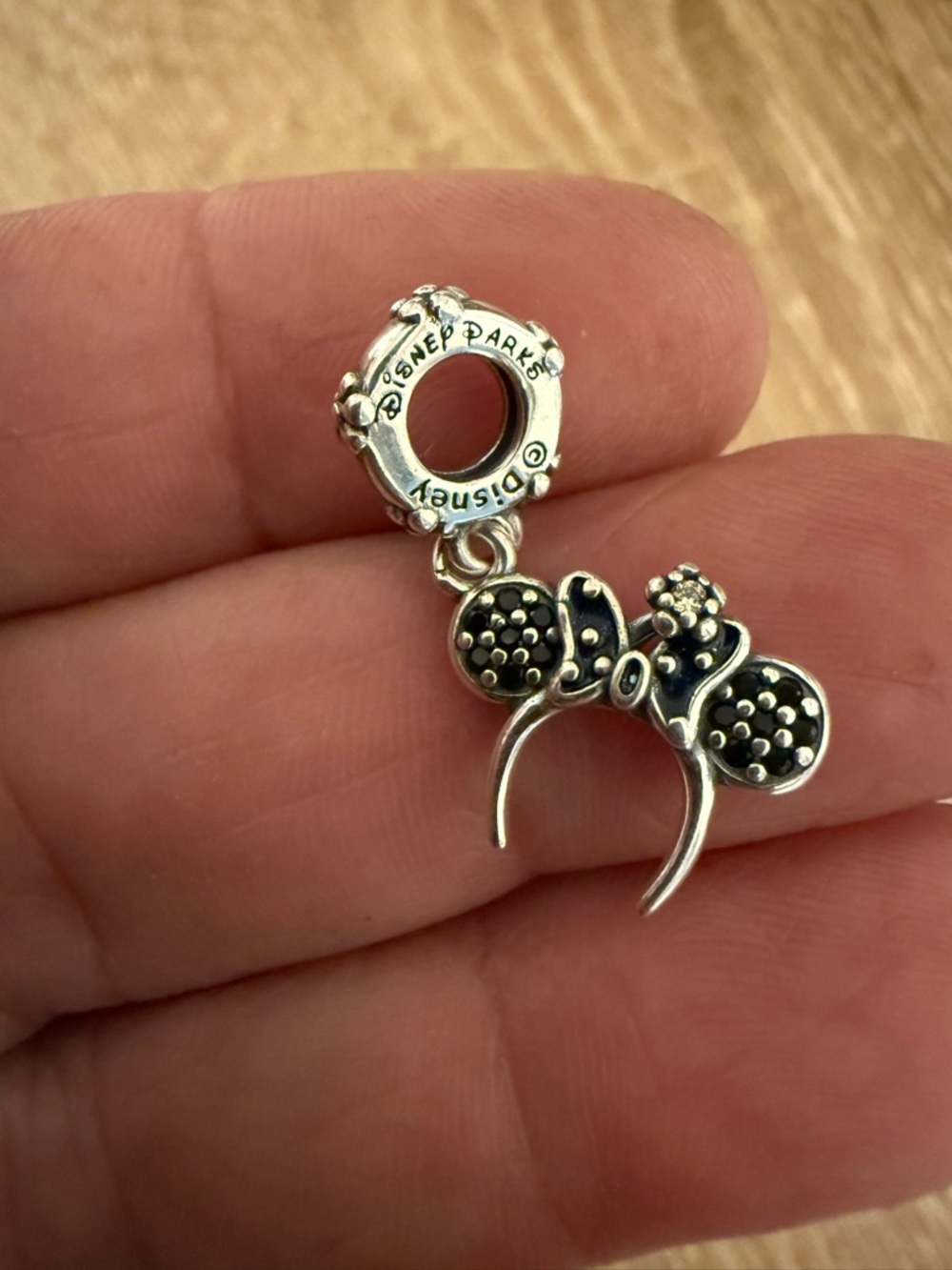 Disney Silver and Black Minnie Ear Headband Bracelet Charm